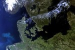 Satellietfoto van Noord-Europa