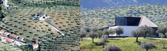 Collage van een luchtfoto met het vroegere gebouw van het Open Science Platform en het vernieuwde Open Science Platform.